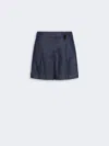 Max Mara Washed Pure Cotton Denim Shorts High-waist Pleated Back With Removable Jewel In Blue