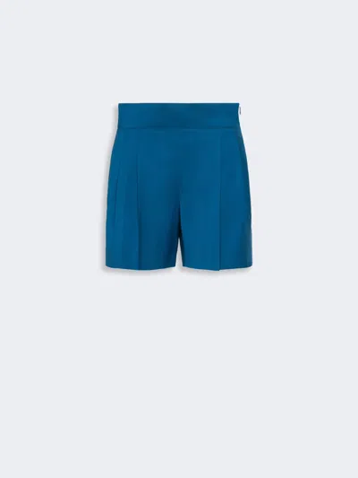 Max Mara Short En Toile De Laine Légère In Blue