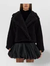 Max Mara Short Faux Fur Coat With Shawl Collar In Black