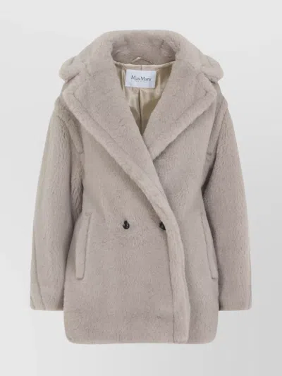 MAX MARA SHORT FAUX FUR DOUBLE-BREASTED COAT