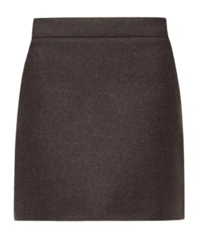 Max Mara Short Felted Wool Skirt In Brown
