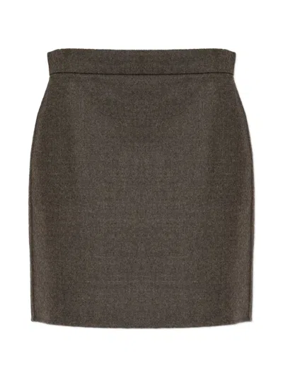 Max Mara Short Felted Wool Skirt In Brown
