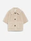 Max Mara Cape In Alpaca And Wool Teddy Fabric In White