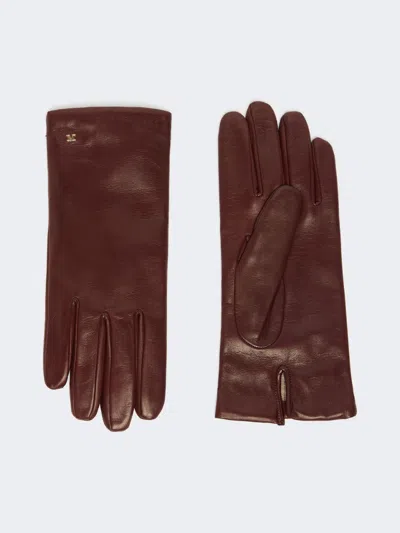 Max Mara Short Gloves In Nappa Leather In Burgundy