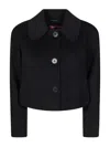 Max Mara Round-collar Single-breasted Jacket In Black