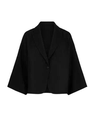 Max Mara Short Jacket With Cloak Sleeves In Black