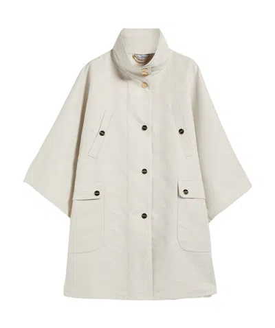 Max Mara Short Jacquard Cloak In Nude