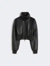 Max Mara Short Leather Jacket In Black