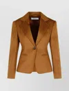 Max Mara Glenn Short Jacket In Camel Leather Drap In Gold