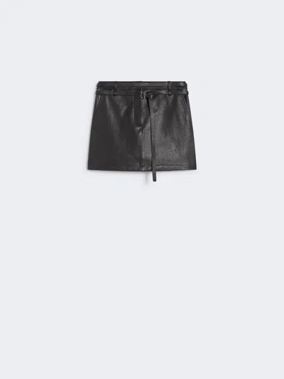 Max Mara Short Leather Skirt In Black