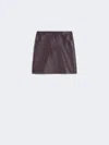 Max Mara Short Leather Skirt In Brown