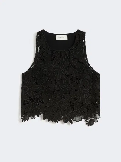 Max Mara Short Macramé Top In Black