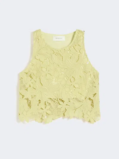 Max Mara Short Macramé Top In Yellow