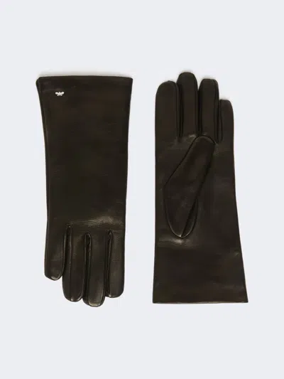 Max Mara Short Nappa Leather Gloves In Black