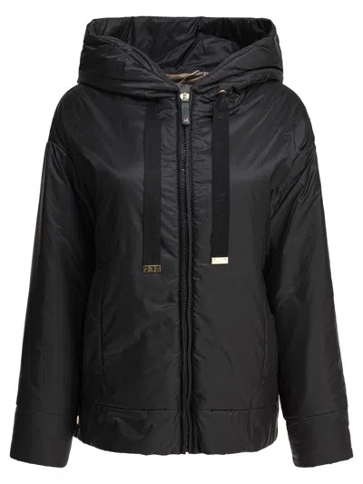Max Mara Short Padded Jacket With Glossy Texture In Black