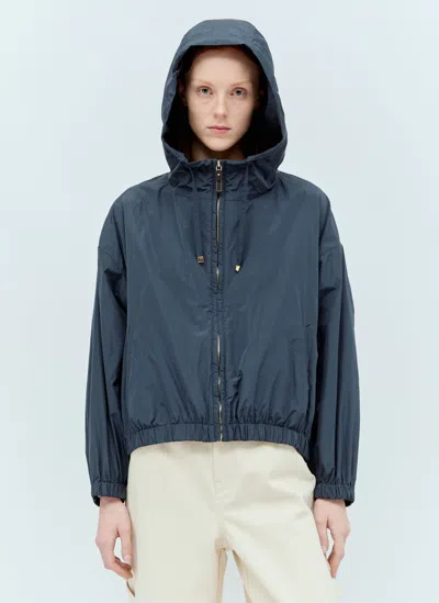 Max Mara Short Parka Jacket In Blue