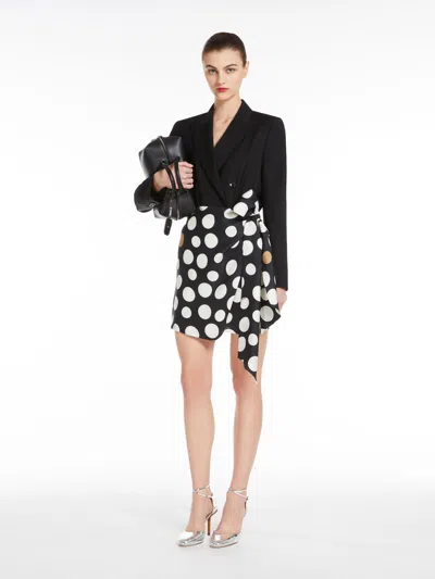 Max Mara Short Printed Silk Skirt In Black