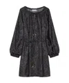 Max Mara Short Printed Twill Dress In Black