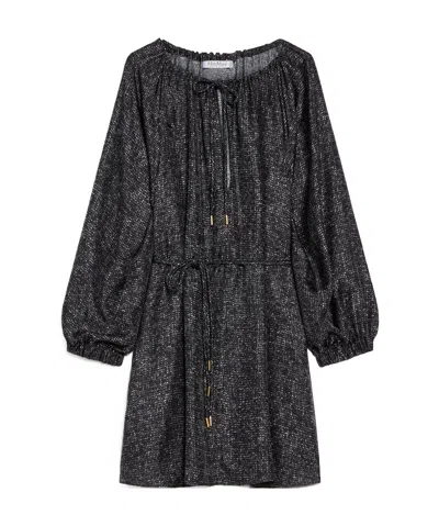Max Mara Short Printed Twill Dress In Black