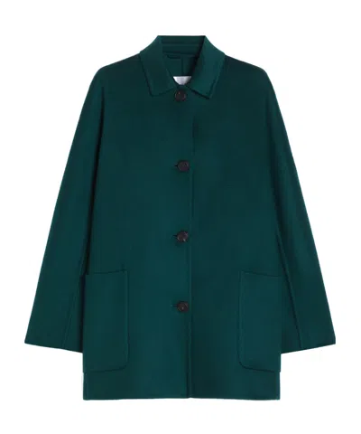 Max Mara Short Pure Cashmere Coat In Green