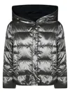 Max Mara Short Quilted Puffer Jacket With Hood In Gray