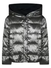 Max Mara Short Quilted Puffer Jacket With Hood In Silver