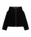 Max Mara Hooded Zip-up Jacket In Black