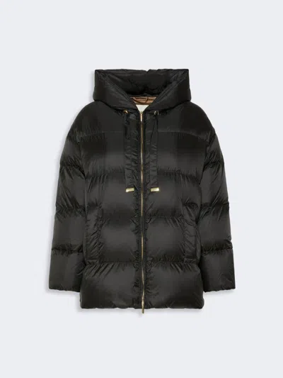 Max Mara Short Roomy Puffer Jacket In Water-repellent Plain-weave Fabric In Black