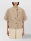 Max Mara Short Sleeve Asymmetric Neck Textured Coat In Multi