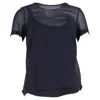 Max Mara Short Sleeve Blouse In Navy Blue Silk In Blue