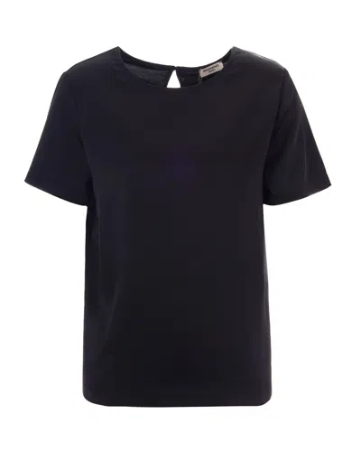 Max Mara Short Sleeve Blouse With Back Keyhole In Nero