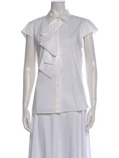 Pre-owned Max Mara Short Sleeve Button-up Top In Gray
