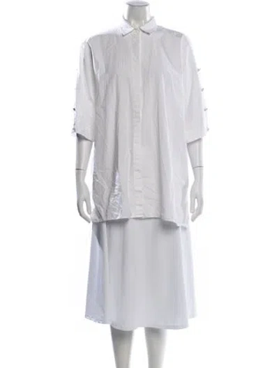 Pre-owned Max Mara Short Sleeve Button-up Top In Neutral