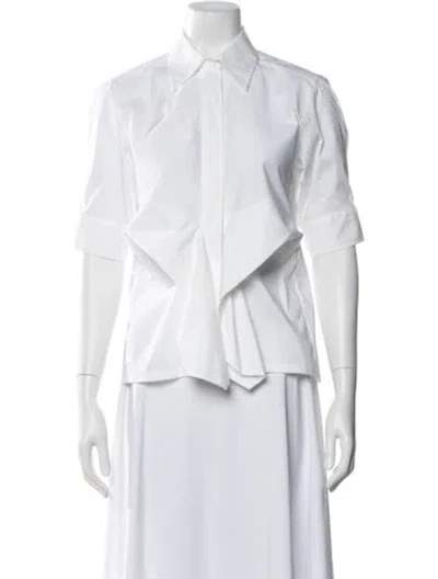 Pre-owned Max Mara Short Sleeve Button-up Top W/ Tags In White