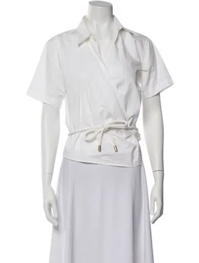 Pre-owned Max Mara Short Sleeve Button-up Top In White