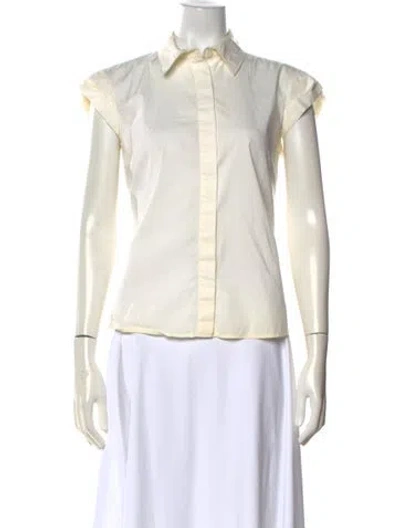Pre-owned Max Mara Short Sleeve Button-up Top In White