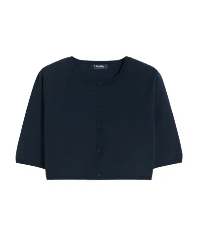 Max Mara Short Sleeve Cardigan In Blue