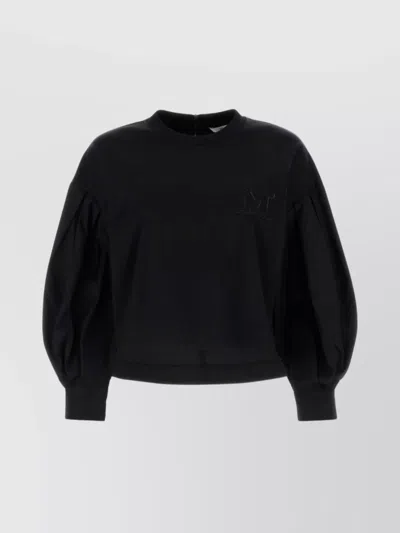 Max Mara Short Sleeve Cotton T-shirt In Black