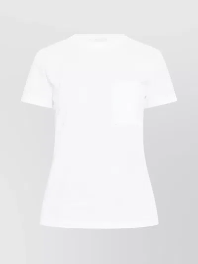 Max Mara Short Sleeve Crew Neck Top With Pocket In White