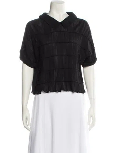 Pre-owned Max Mara Short Sleeve Crop Top In Black