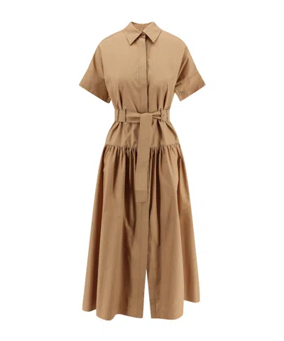Max Mara Short Sleeve Dress In Brown