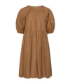 Max Mara Short Cotton Poplin Dress In Brown