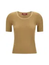 Max Mara Short Sleeve Knit Top Mstsequoia In Metallic