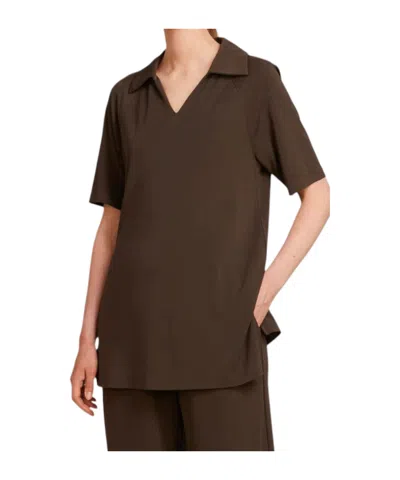 Max Mara Short Sleeve Polo Shirt In Brown