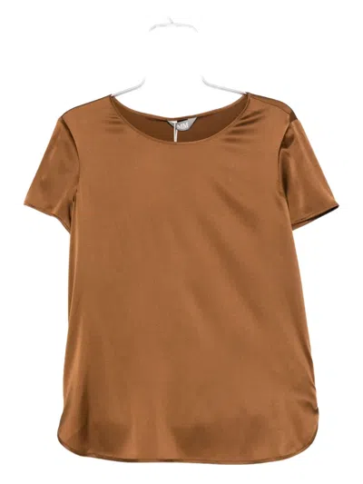 Max Mara Short-sleeve Satin Top In Brown