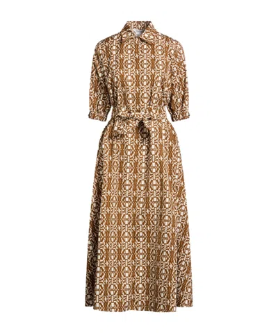 Max Mara Short Sleeve Shirt Dress In Brown