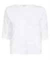 Max Mara Cable-knit Short-sleeve Sweater In White