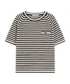 Max Mara Classic Striped Linen Top With Round Neckline In Black