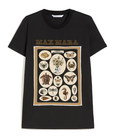 Max Mara Short Sleeve Crew Neck Graphic Top In Black