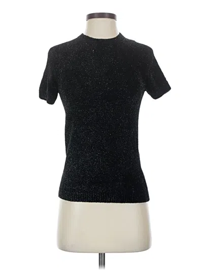Pre-owned Max Mara Short Sleeve Top Black Mock Neckline Tops